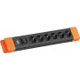 Ciabatta Bachmann CONNECTUS con 6x prese CEE7/3, 1x interruttore, cavo 2,0 m, connettore maschio CEE7/7, nero/arancione