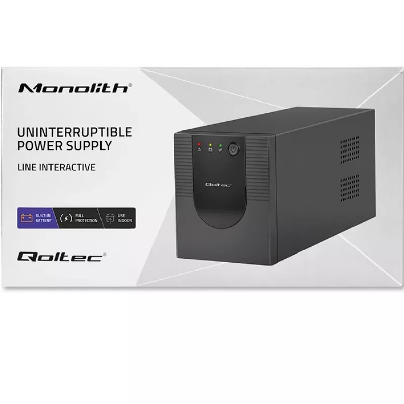 Qoltec Monolith 53775 gruppo di continuità UPS Line-Interactive, 1200 VA (1,2 kVA) / 720 W, AVR, 4 prese AC, nero