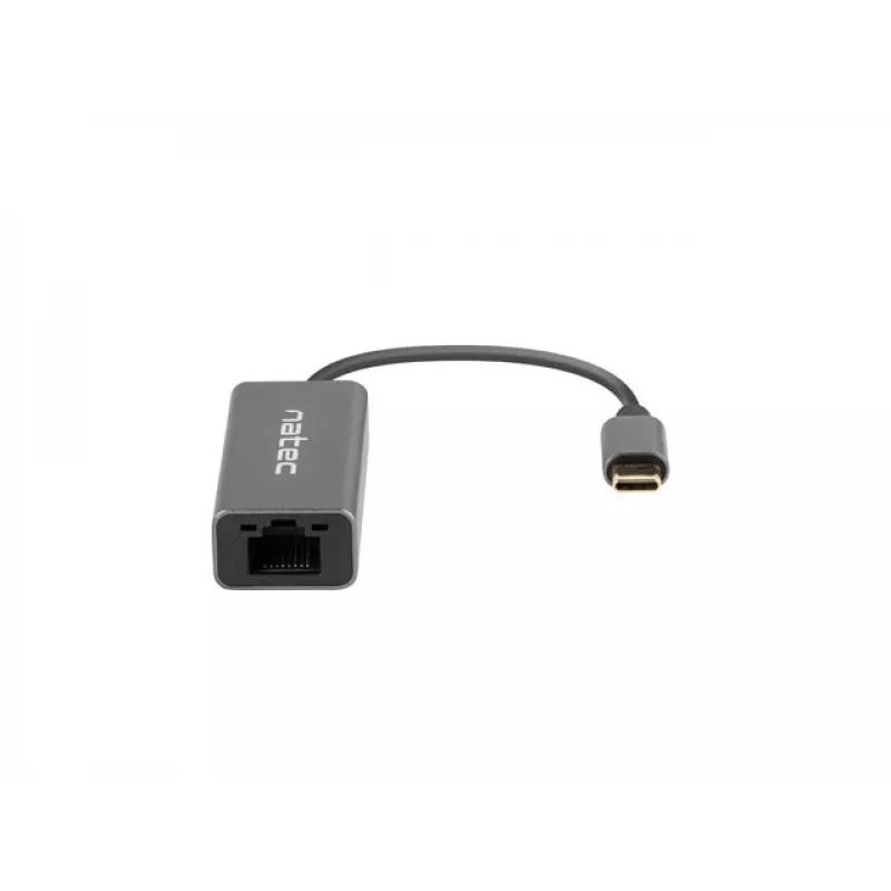Natec Cricket NNC-1925 adattatore Ethernet da USB-C 3.1 Gen 1 a RJ45, 1000 Mbit/s, cavo da 15 cm, alluminio, grigio