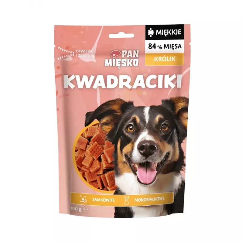 Snack per cani Pan Mięsko Soft Rabbit Squares 100 g