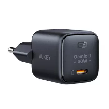Alimentatore Aukey PA-B1L USB-C 30W nero — compatto adattatore di alimentazione USB‑C PD