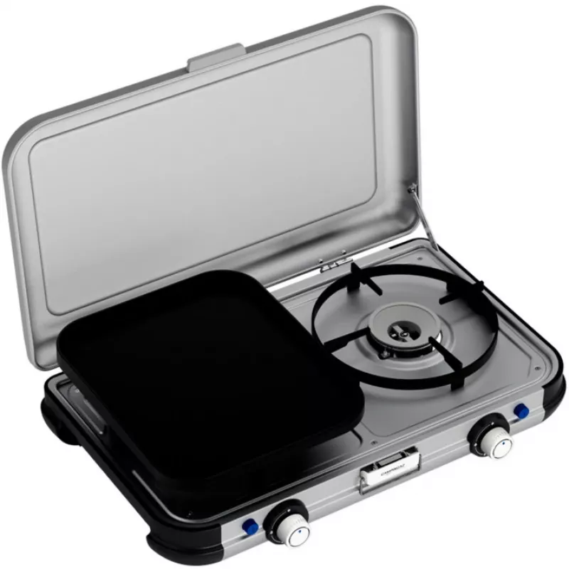 Fornello da campeggio con griglia portatile Campingaz 2213311, 2 zone, 5,4 kg, 490×350 mm, nero/grigio/argento