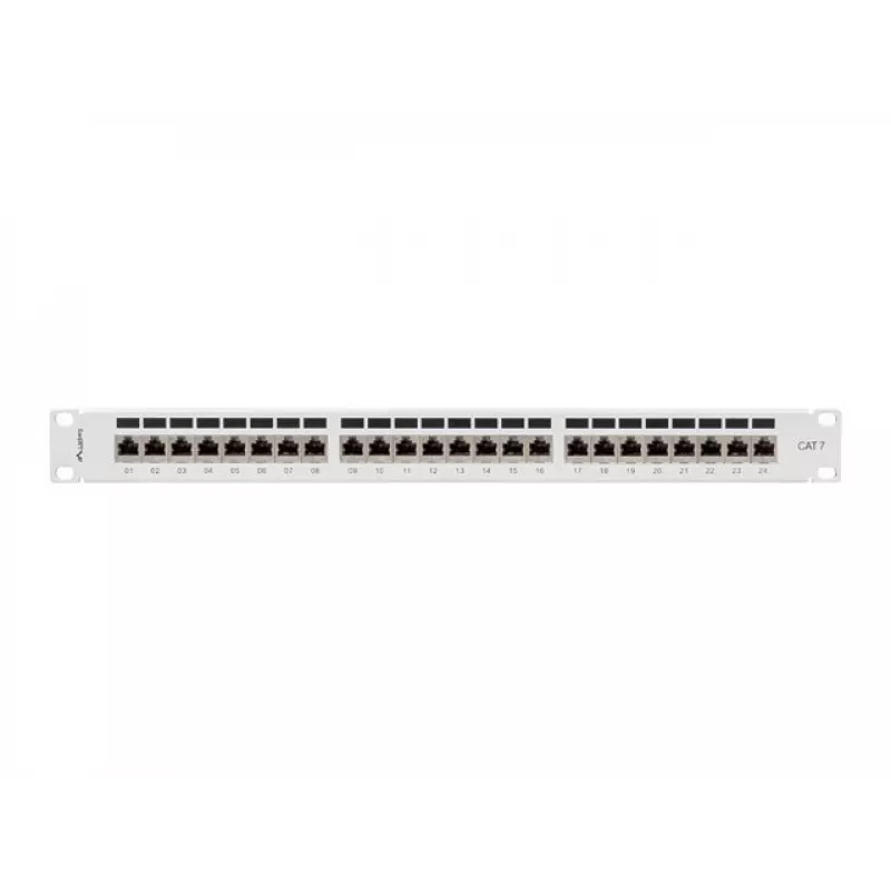 Pannello di permutazione Lanberg PPS7-1024-S da 19 pollici 1U, 24 porte, Cat7, FTP schermato, grigio