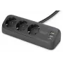 Ciabatta multipla DIGITUS 3 prese con 2×USB-A & 1×USB-C, 3 prese AC Tipo E/F, cavo 1,5 m, nero