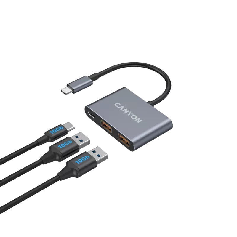 Hub USB-C 3-in-1 CANYON DS-3 grigio scuro – USB-C a USB-A + HDMI + pass-through PD