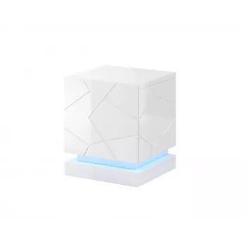 Set comodini cama meble QIU, 2 pz., MDF, bianco lucido, 46×41,5×53 cm