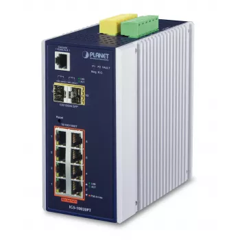 PLANET IGS-10020PT - Switch - managed - 8 x 10/100/1000 (PoE) + 2 x Gigabit SFP - montaggio su guida DIN, montaggio a parete - PoE (130 W) - DC (IGS-10020PT)