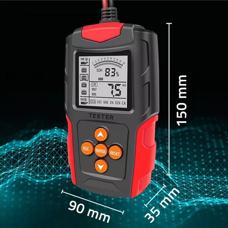 Qoltec 52484 tester digitale LCD per batterie | 12V | 24V | 3Ah-200Ah