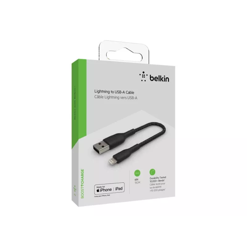 Cavo intrecciato USB-Lightning 15cm nero