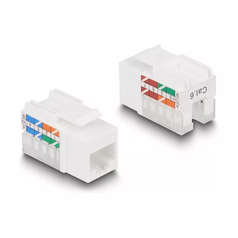 DeLOCK keystone LSA set RJ45 RJ11 Cat.6 nero supporto a clip