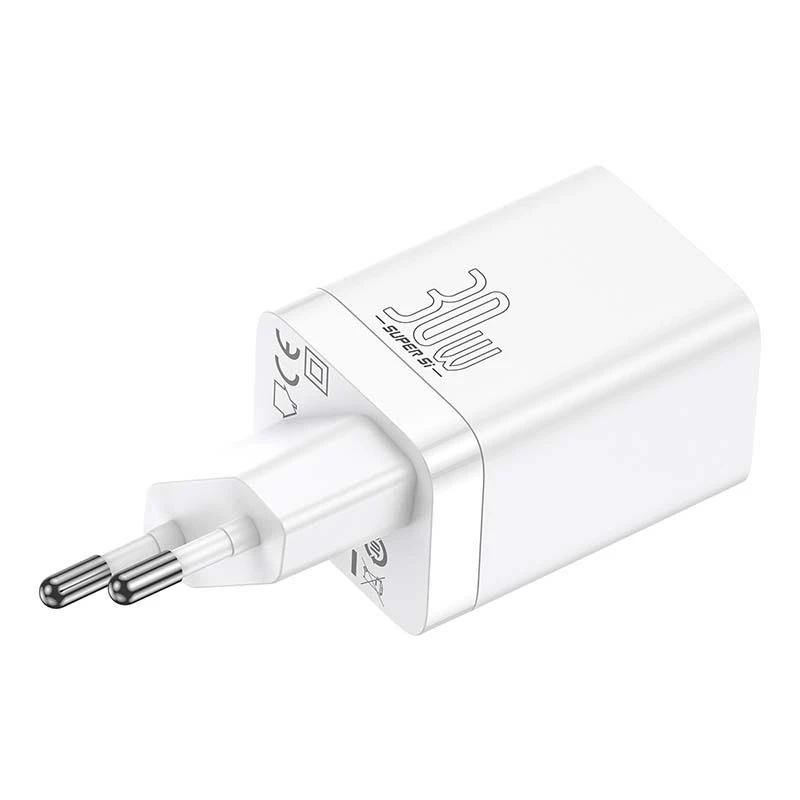 Baseus Super Si Pro caricabatterie rapido USB + USB-C 30W (bianco)