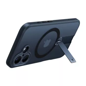 Custodia protettiva Torras Pstand Spin per iPhone 16 Plus – nero, supporto pieghevole, protezione sottile
