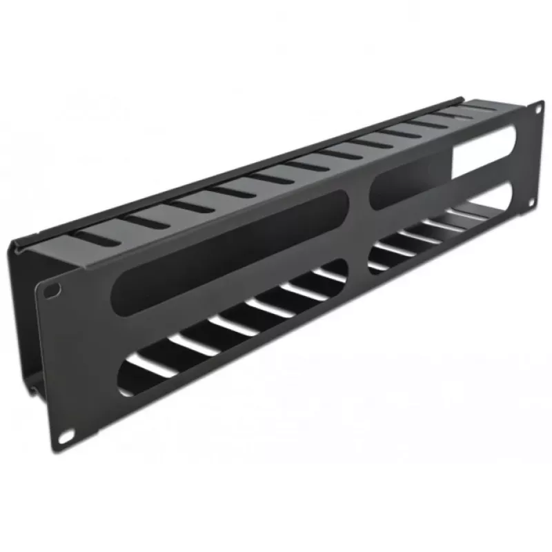 DeLOCK - Pannello di gestione cavi per armadio elettrico - nero - 2U - 48,3 cm (19) (66553)