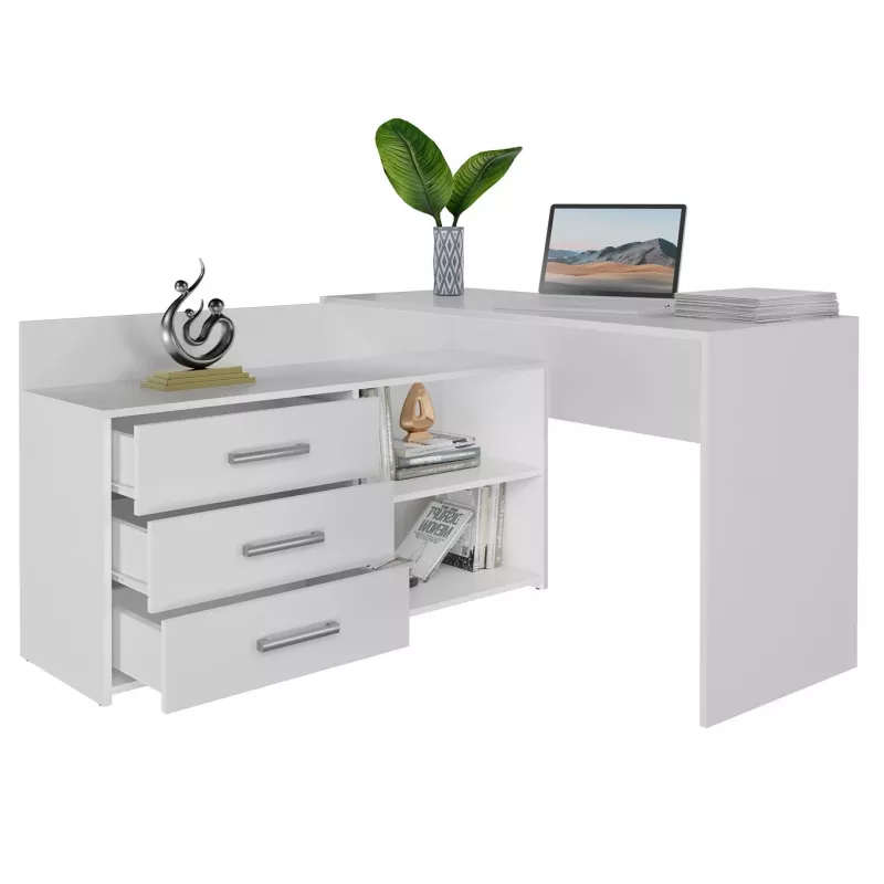 Scrivania angolare per computer Topeshop DANY BIEL KPL bianco rettangolare truciolare