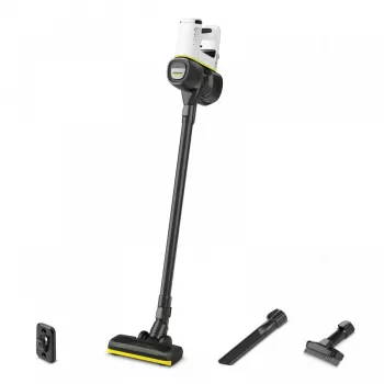 Kärcher VC 4 aspirapolvere a batteria 2 in 1, senza sacchetto, senza filo, 21,6 V Li-Ion, 30 min. di autonomia, HEPA, 2 velocità, giallo/nero