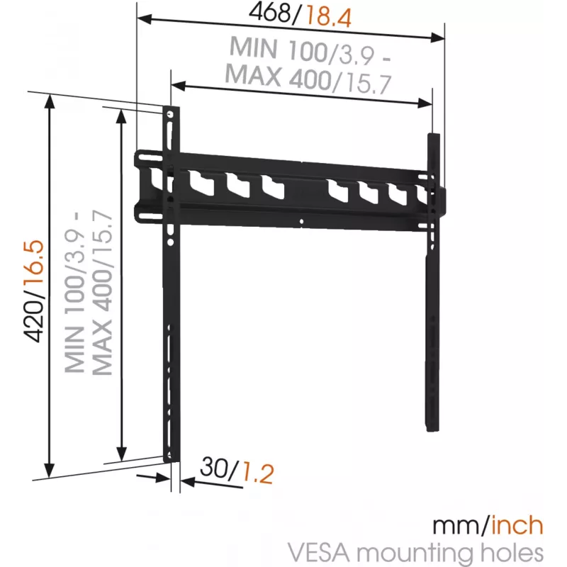 Vogels | Supporto da parete | MA3000-A | Fisso | 32-55 pollici | Portata massima 60 kg | Nero