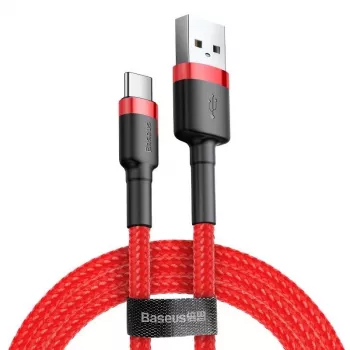 Cavo USB 2.0 A a USB-C Baseus CATKLF-B09 1m QC3.0 treccia in nylon rosso, ricarica rapida e sincronizzazione dati