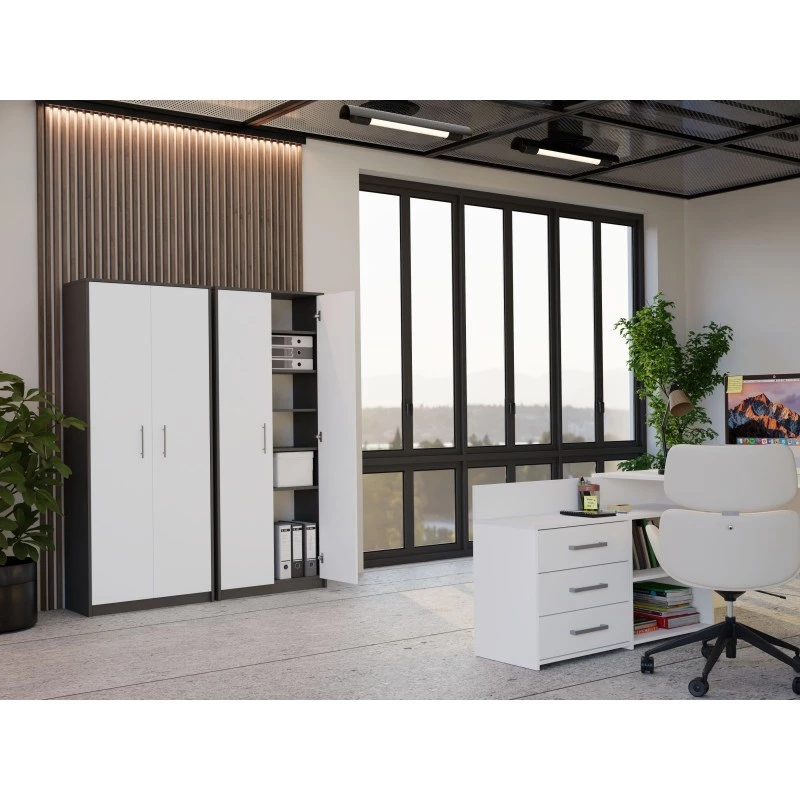 OLIV 2D CLOSED SHELVING UNIT, antracite/bianco SET
