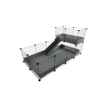 Gabbia modulare C&C C&C 4x2 con soppalco 2x1 e rampa grigia – gabbia modulare c&c per piccoli animali per cavie, 145×75×75 cm, 10 kg