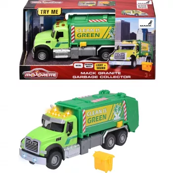 Automodello Majorette Mack Granite camion della spazzatura modello 213743007, modellino in pressofusione