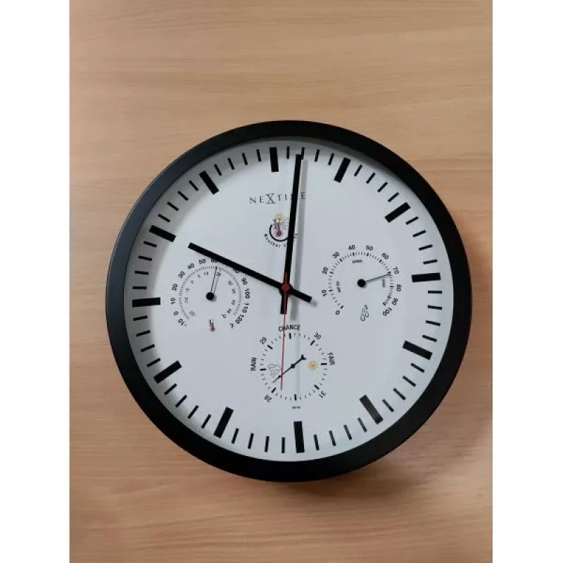 NeXtime orologio 2635zw stazione meteo, Ø34 cm, da parete, nero