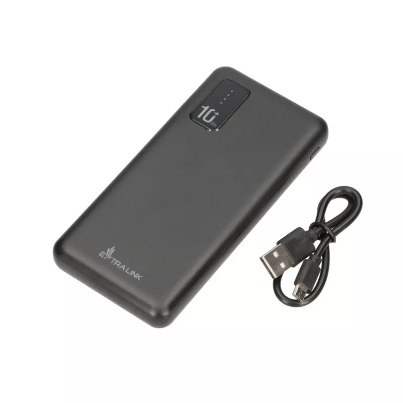 Powerbank Extralink EPB-098B 10000 mAh, LiPo, 2× USB-A + 1× USB-C, nero