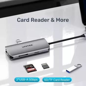 Hub USB-C Unitek D1122A01 con 2x HDMI 4K e 100W Power Delivery