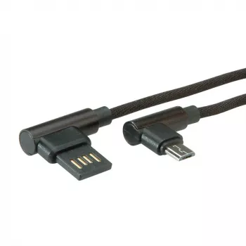 ROLINE cavo USB 2.0, angolare, Type-A reversibile - Micro B, ST/ST, nero, 0,8 m (11.02.8720)