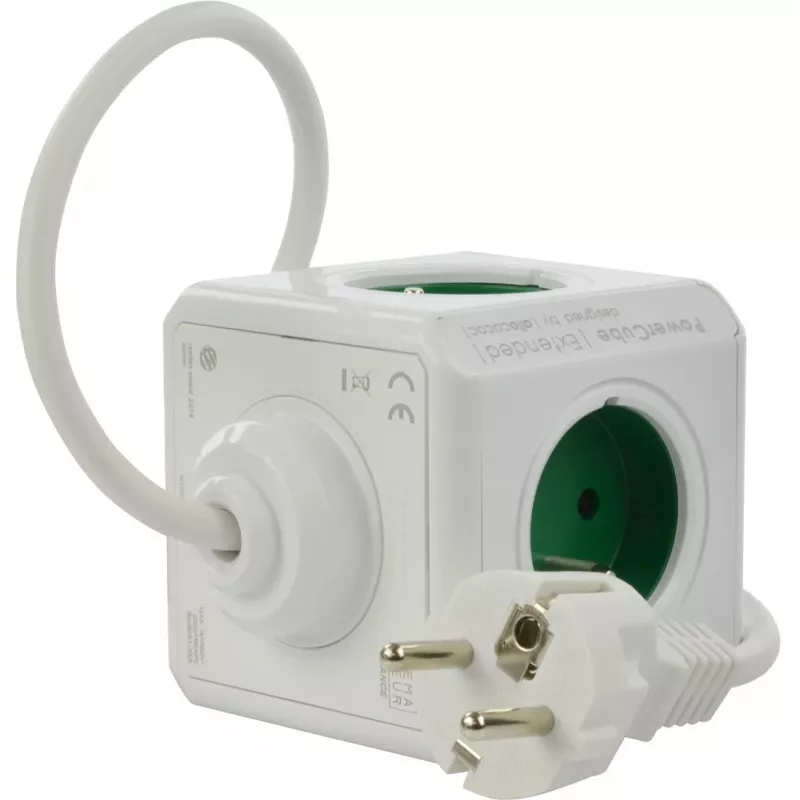 Allocacoc PowerCube Extended tipo E ciabatta 1,5 m 5 prese AC per interni verde