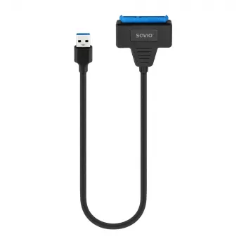 Cavo interfaccia SAVIO SATA su USB 3.1 Gen 1 AK-68, connettore femmina SATA su connettore maschio USB-A, 5 Gbit/s, 0,25 m, nero