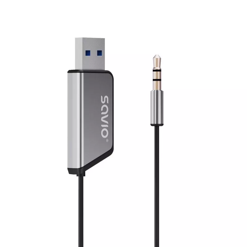 Savio TR-16 Trasmettitore adattatore AUX con funzione vivavoce, Bluetooth 5.3, Google Assistant/Siri