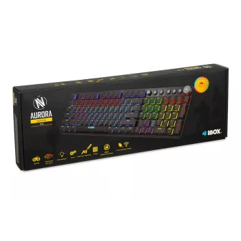 Tastiera IBOX AURORA K-6 — Full-Size QWERTY, RF Wireless + Bluetooth, retroilluminazione RGB, tasti meccanici low-profile, nero