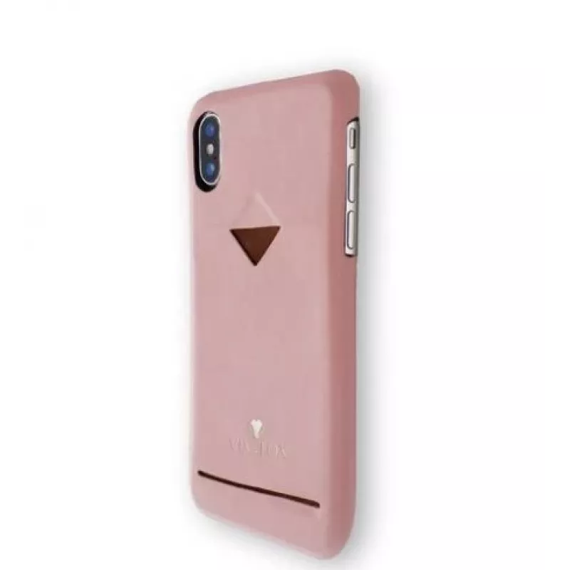 Custodia posteriore per cellulare VixFox per iPhone XSMAX con porta carte, rosa