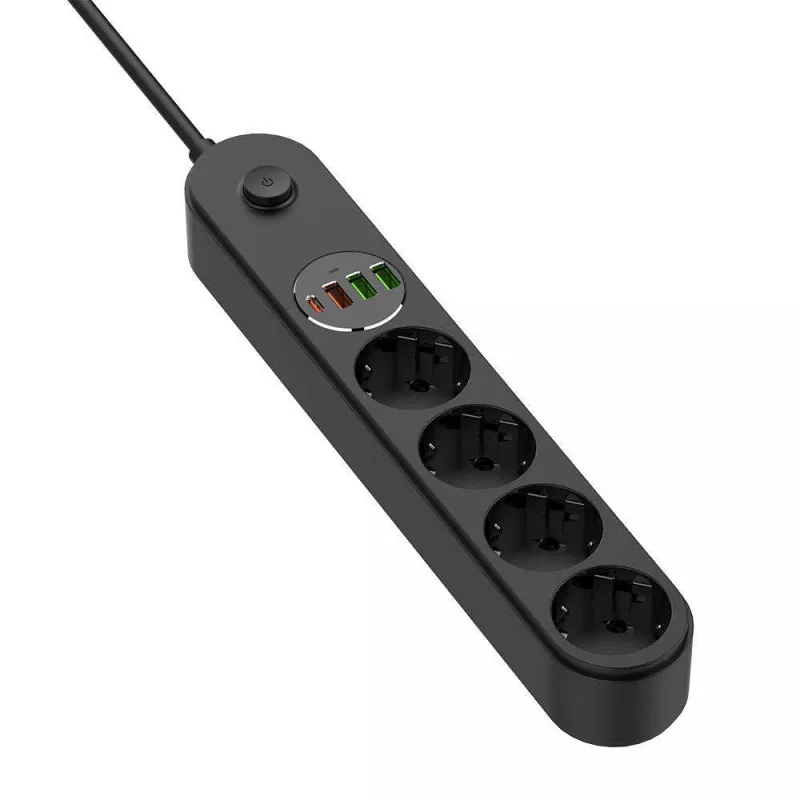 Ciabatta ColorWay CW-CHE44PDB — 4 prese AC, 2 porte USB