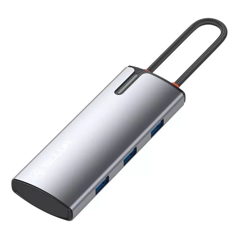 Hub USB-C Tellur TLL321061 con PD 3.0 100W, uscita HDMI e 3× porte USB 3.0
