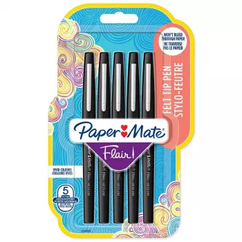 Pennarello Papermate Flair Original medio nero 5 pz.