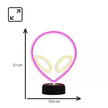 Lampada da tavolo MANTA SNL86PK Style Neon Lights UFO rosa – lampada neon decorativa rosa