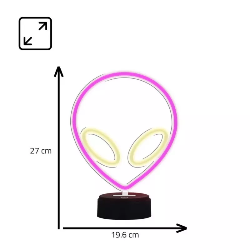 Lampada da tavolo MANTA SNL86PK Style Neon Lights UFO rosa – lampada neon decorativa rosa