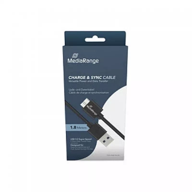 Cavo USB MediaRange MRCS240 — USB A a Micro-USB B, USB 3.2 Gen 1 (3.1 Gen 1), 1,8 m, nero