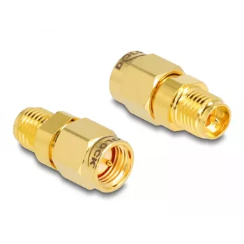 Adattatore DeLOCK RP-SMA femmina a SMA maschio diametro 9 mm larghezza 18 mm