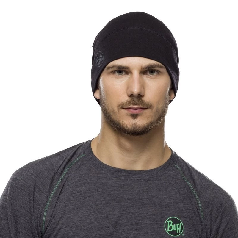BUFF MERINO LIGHTWEIGHT BEANIE SOLID nero taglia unica cappello standard