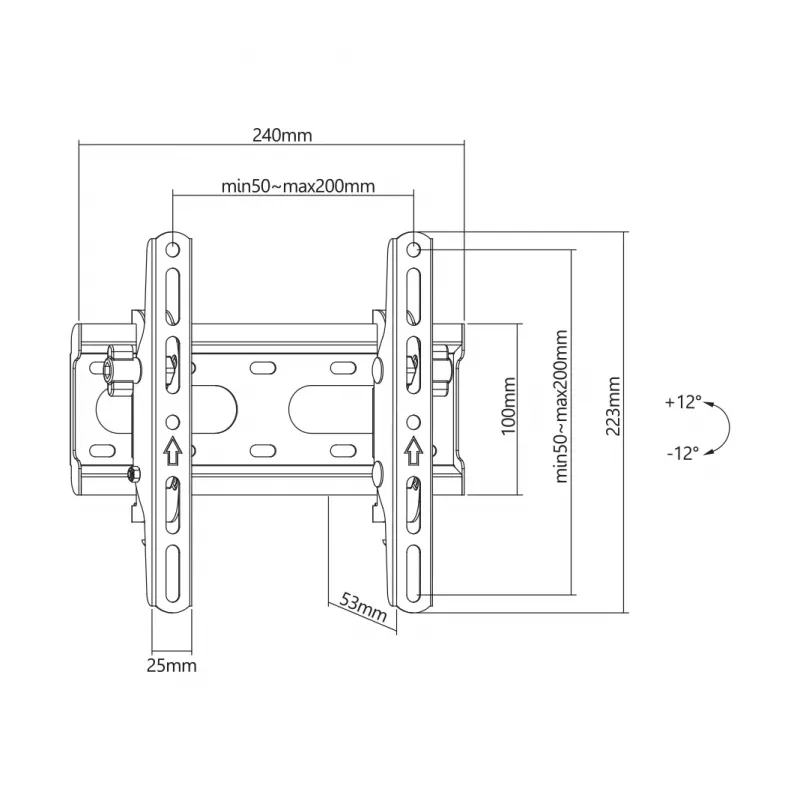SBOX PLB-2522T-2 staffa a muro inclinabile per TV, 23-43 pollici, 45 kg, VESA 200x200