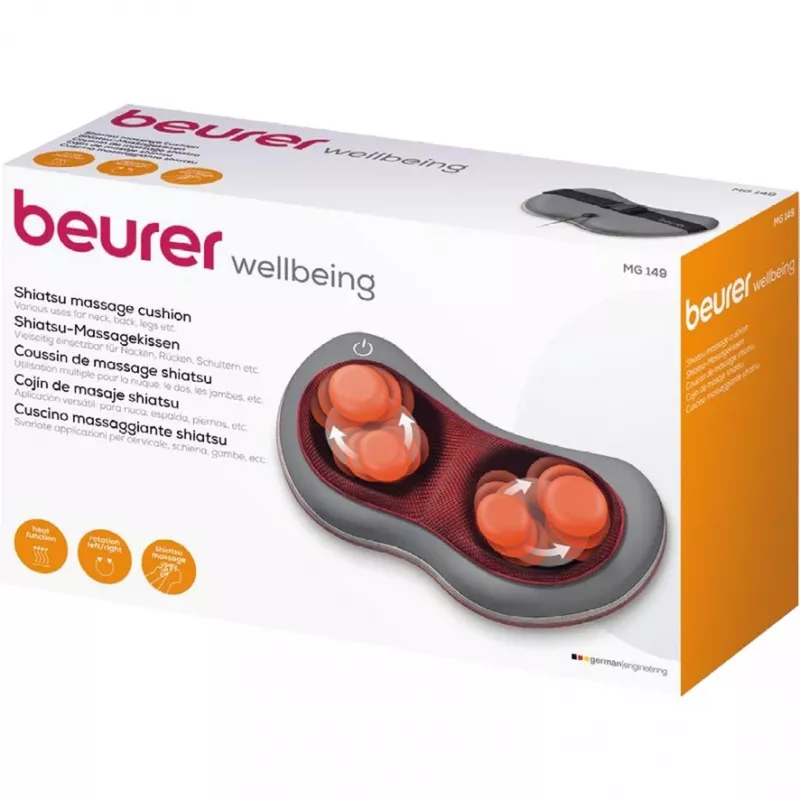 Massaggiatore Beurer MG 149 grigio-rosso con calore e vibrazione, modello 64303