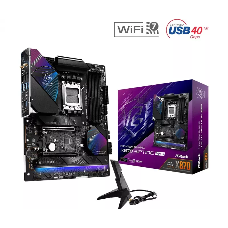 Scheda madre ASRock X870 Riptide WiFi — ATX, AMD X870, Socket AM5, DDR5, 4 DIMM, 256 GB, Wi‑Fi 7, 2,5GbE
