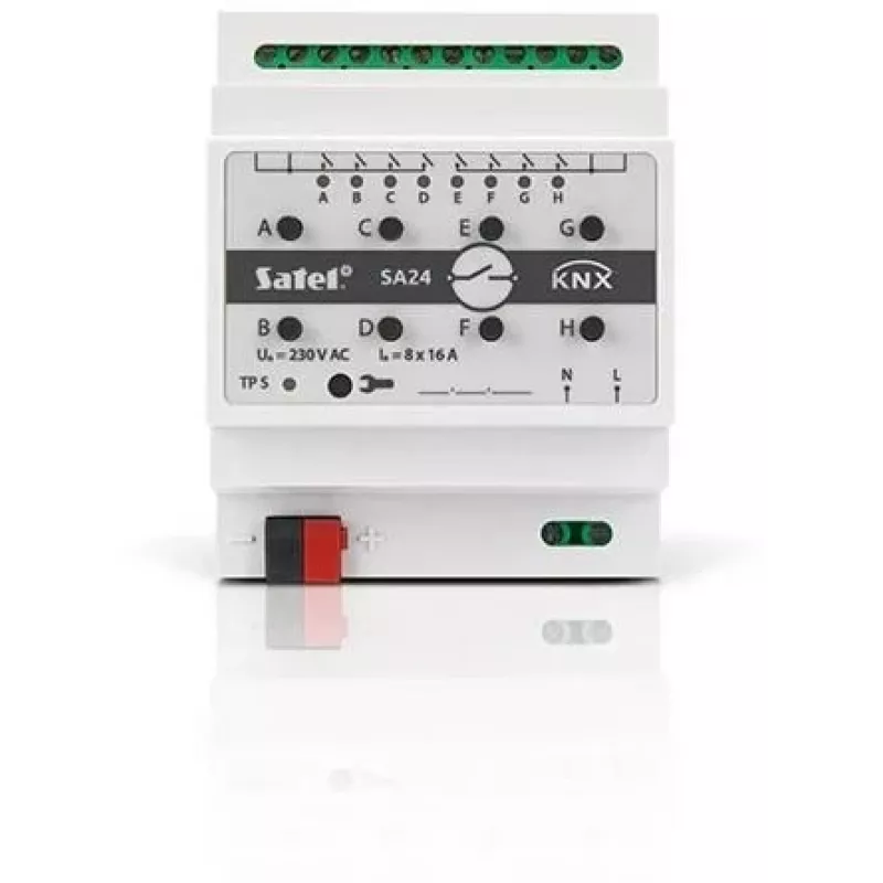 Satel KNX-SA24 attuatore di commutazione KNX, 8 canali, per guida DIN