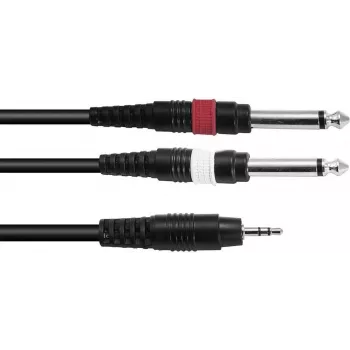 Cavo adattatore audio Omnitronic 3,5 mm a 2×3,5 mm, 3 m, nero