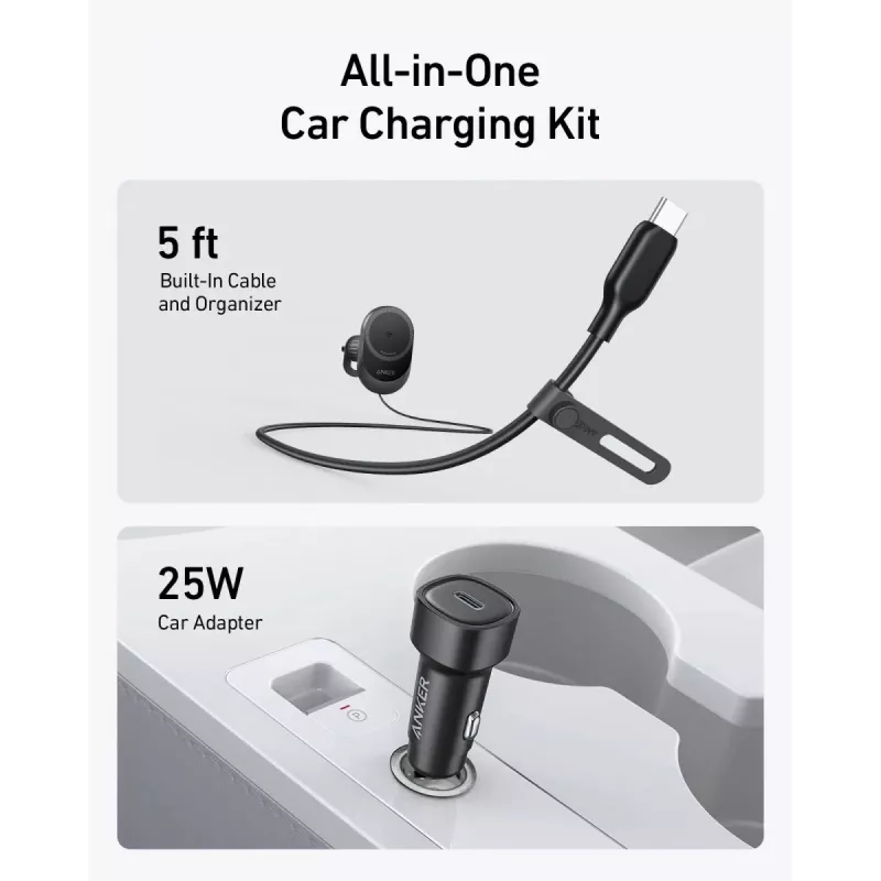 Caricabatterie magnetico wireless per auto Anker MagGo 15W — ricarica rapida magnetica Qi 15W per smartphone, nero