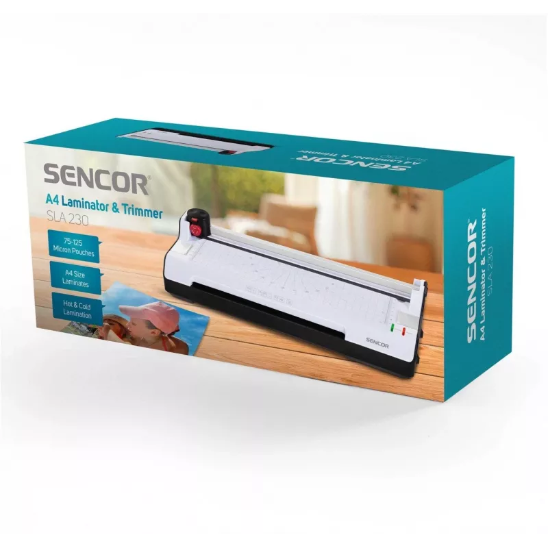 Plastificatrice da ufficio SENCOR SLA 230 A4, compatibile con fogli A4, spessore pellicola 2x75–2x125 mm