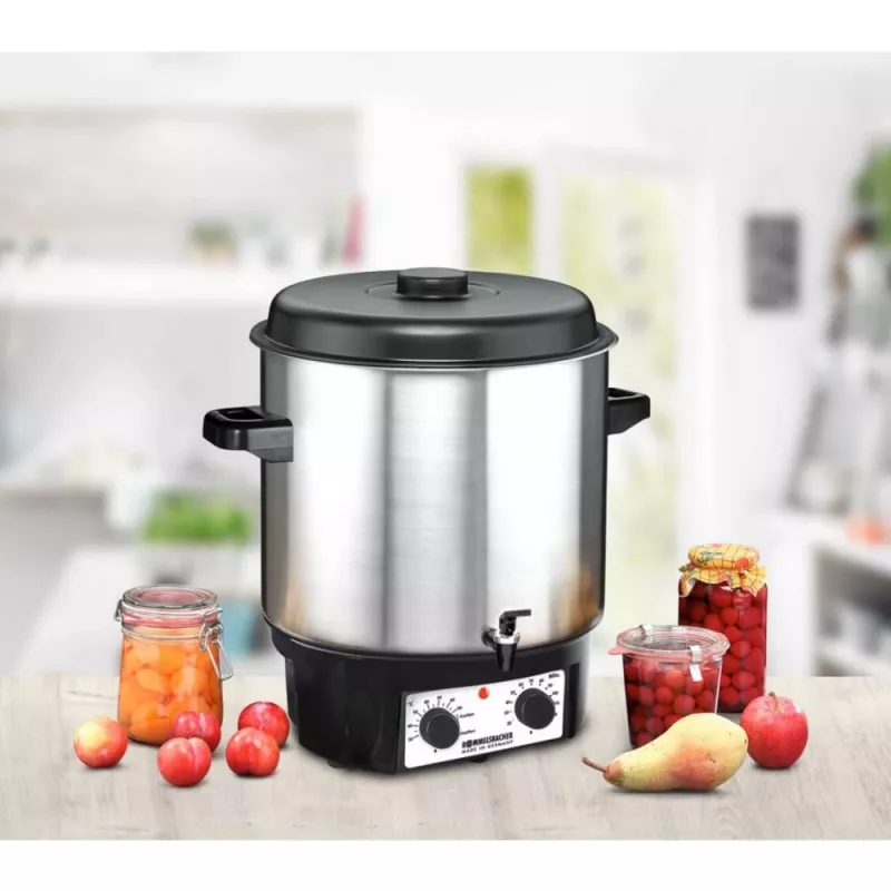 Rommelsbacher KA 2004/E Pentola per vin brulé e conserve con rubinetto di scarico, 27 L, Acciaio inox