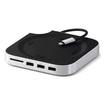 Dock/replicatore di porte per laptop Satechi ST-GNMMES — hub USB 3.2 Gen 2 Type-C con filo, USB-A & SD, argento